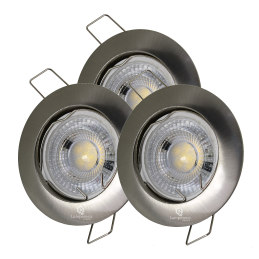LOT DE 3 SPOT LED FIXE COMPLETE ALU BROSSE AVEC COB LED 5W BLANC FROID