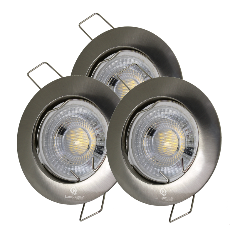 LOT DE 3 SPOT LED FIXE COMPLETE ALU BROSSE AVEC COB LED 5W BLANC FROID LOT DE 3 SPOT LED FIXE COMPLETE ALU BROSSE AVEC COB LED 5W BLANC FROID