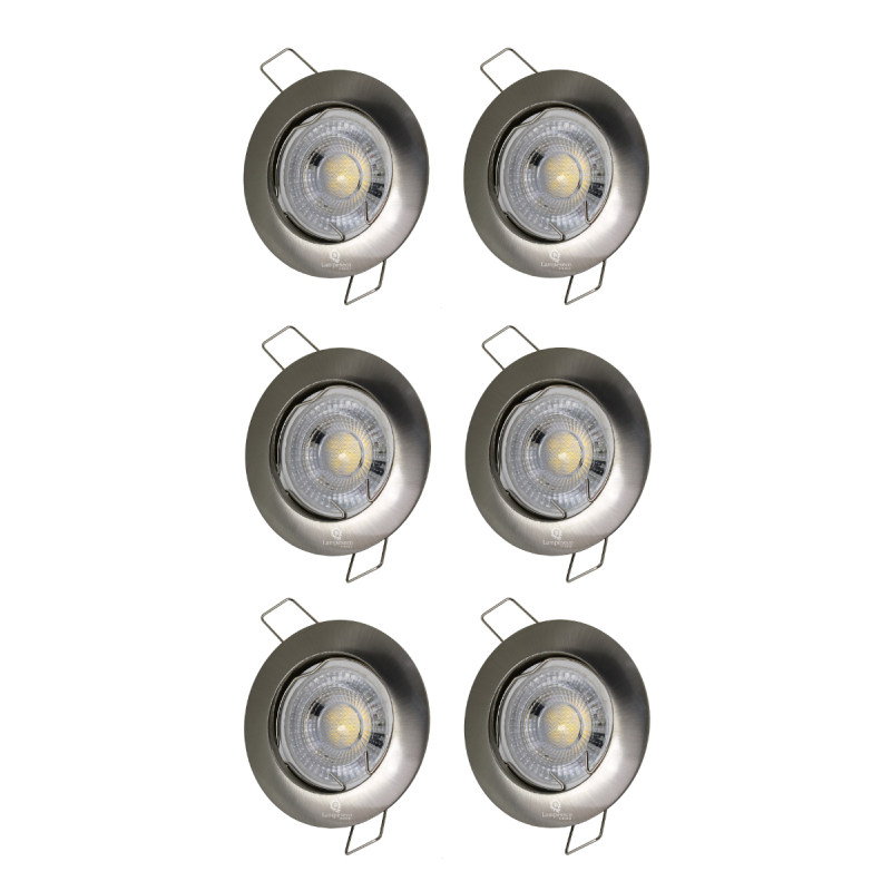 LOT DE 6 SPOT LED FIXE COMPLETE ALU BROSSE AVEC COB LED 5W LOT DE 6 SPOT LED FIXE COMPLETE ALU BROSSE AVEC COB LED 5W