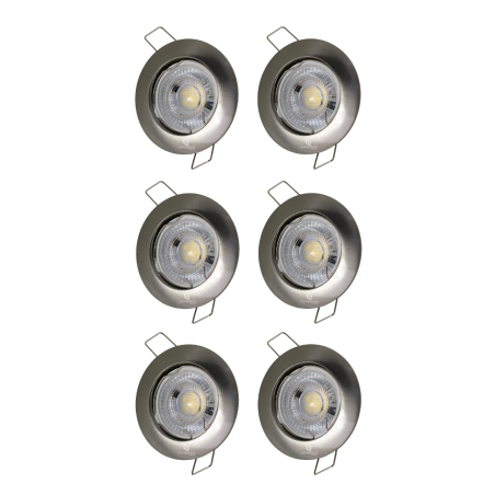 LOT DE 6 SPOT LED FIXE COMPLETE ALU BROSSE AVEC COB LED 5W