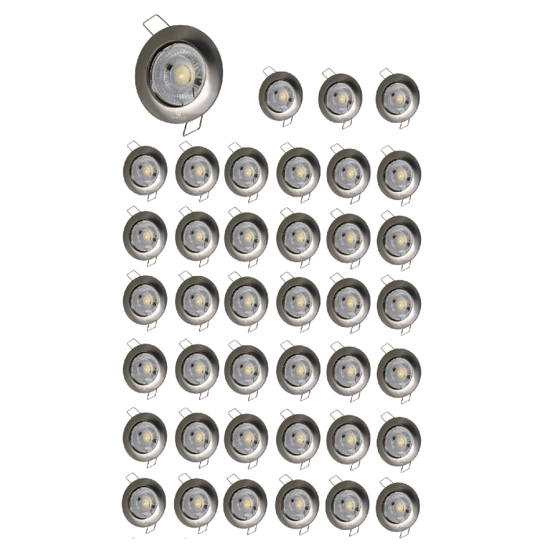 LOT DE 40 SPOT LED FIXE COMPLETE ALU BROSSE AVEC COB LED 5W LOT DE 40 SPOT LED FIXE COMPLETE ALU BROSSE AVEC COB LED 5W