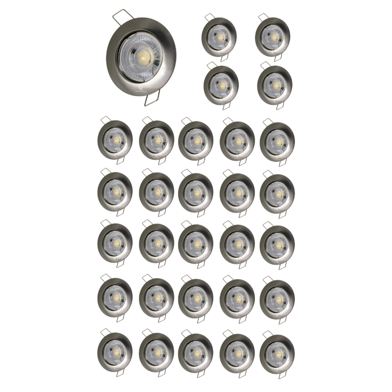 LOT DE 30 SPOT LED FIXE COMPLETE ALU BROSSE AVEC COB LED 5W LOT DE 30 SPOT LED FIXE COMPLETE ALU BROSSE AVEC COB LED 5W