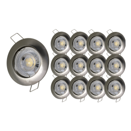 LOT DE 12 SPOT LED FIXE COMPLETE ALU BROSSE AVEC COB LED 5W