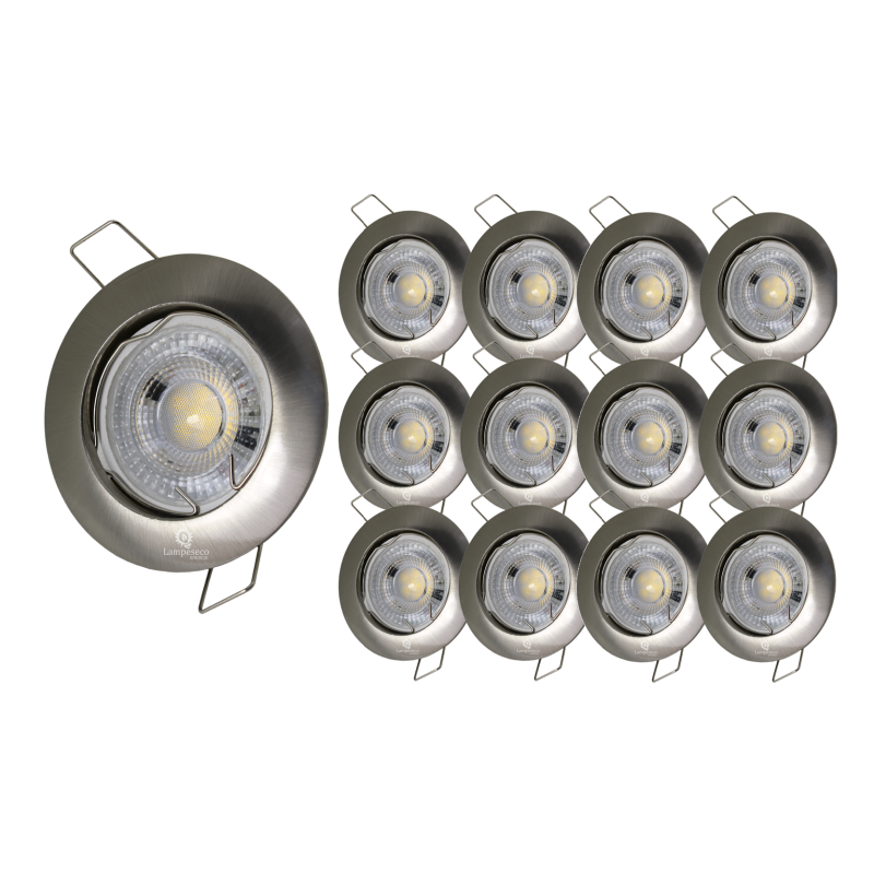 LOT DE 12 SPOT LED FIXE COMPLETE ALU BROSSE AVEC COB LED 5W LOT DE 12 SPOT LED FIXE COMPLETE ALU BROSSE AVEC COB LED 5W