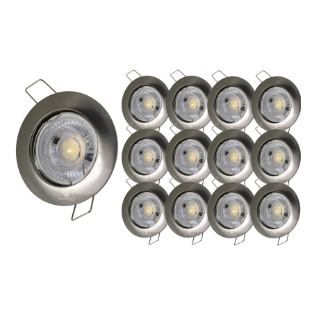 LOT DE 12 SPOT LED FIXE COMPLETE ALU BROSSE AVEC COB LED 5W