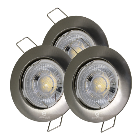 LOT DE 3 SPOT LED FIXE COMPLETE ALU BROSSE AVEC COB LED 5W