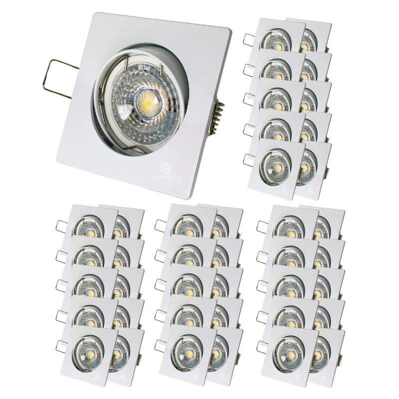 LOT DE 30 SPOT LED CARRE BLANC 230V COB LED 5W RENDU 50W BLANC CHAUD LOT DE 30 SPOT LED CARRE BLANC 230V COB LED 5W RENDU 50W BLANC CHAUD