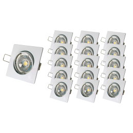 LOT DE 15 SPOT LED CARRE BLANC 230V COB LED 5W RENDU 50W BLANC CHAUD