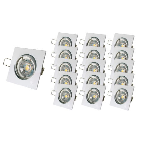 LOT DE 15 SPOT LED CARRE BLANC 230V COB LED 5W RENDU 50W BLANC CHAUD