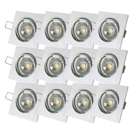 LOT DE 12 SPOT LED CARRE BLANC 230V COB LED 5W RENDU 50W BLANC CHAUD