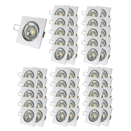 LOT DE 50 SPOT LED CARRE BLANC 230V COB LED 5W RENDU 50W BLANC FROID