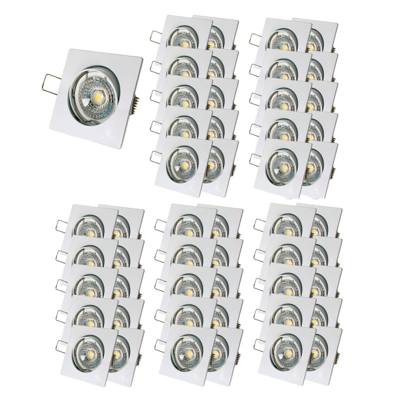 LOT DE 50 SPOT LED CARRE BLANC 230V COB LED 5W RENDU 50W BLANC FROID LOT DE 50 SPOT LED CARRE BLANC 230V COB LED 5W RENDU 50W BLANC FROID