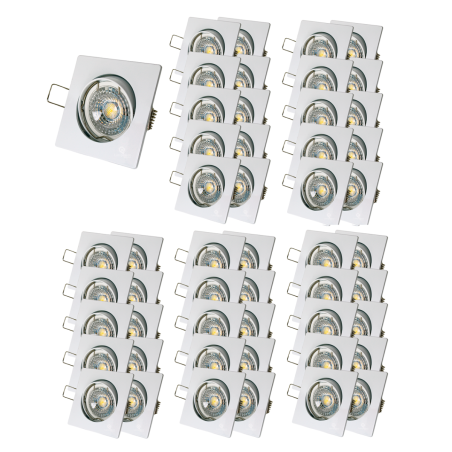 LOT DE 50 SPOT LED CARRE BLANC 230V COB LED 5W RENDU 50W BLANC FROID