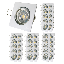 LOT DE 40 SPOT LED CARRE BLANC 230V COB LED 5W RENDU 50W BLANC FROID