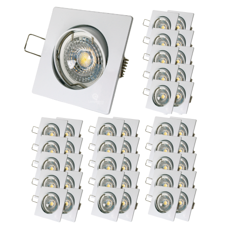 LOT DE 40 SPOT LED CARRE BLANC 230V COB LED 5W RENDU 50W BLANC FROID
