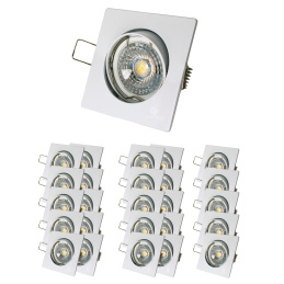 LOT DE 25 SPOT LED CARRE BLANC 230V COB LED 5W RENDU 50W BLANC FROID
