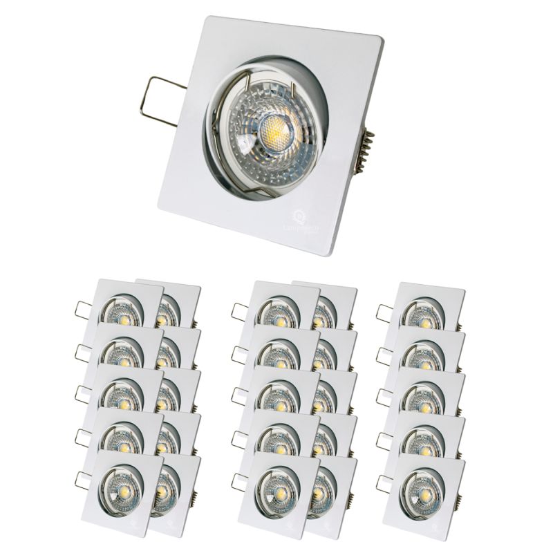LOT DE 25 SPOT LED CARRE BLANC 230V COB LED 5W RENDU 50W BLANC FROID LOT DE 25 SPOT LED CARRE BLANC 230V COB LED 5W RENDU 50W BLANC FROID