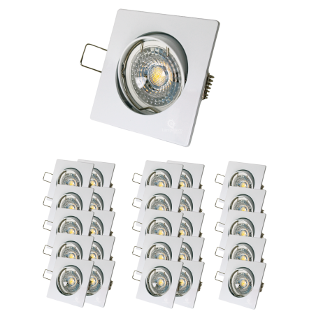 LOT DE 25 SPOT LED CARRE BLANC 230V COB LED 5W RENDU 50W BLANC FROID