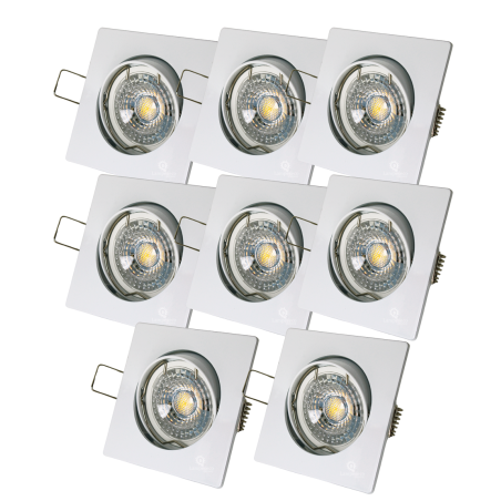 LOT DE 8 SPOT LED CARRE BLANC 230V COB LED 5W RENDU 50W BLANC FROID