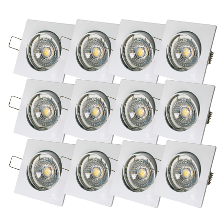 LOT DE 12 SPOT LED CARRE BLANC 230V COB LED 5W RENDU 50W BLANC FROID