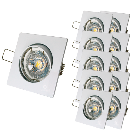 LOT DE 10 SPOT LED CARRE BLANC 230V COB LED 5W RENDU 50W BLANC FROID