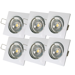 LOT DE 6 SPOT LED CARRE BLANC 230V COB LED 5W RENDU 50W BLANC FROID