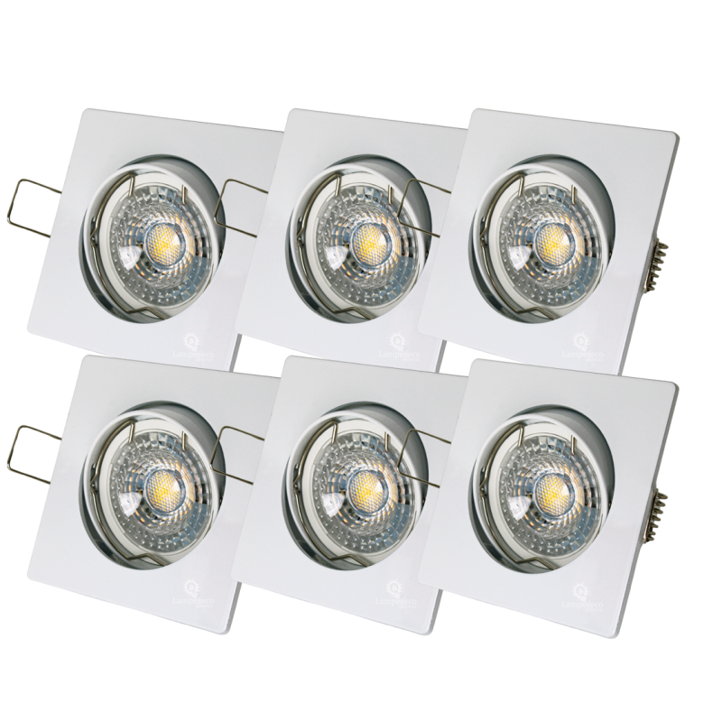 LOT DE 6 SPOT LED CARRE BLANC 230V COB LED 5W RENDU 50W BLANC FROID LOT DE 6 SPOT LED CARRE BLANC 230V COB LED 5W RENDU 50W BLANC FROID