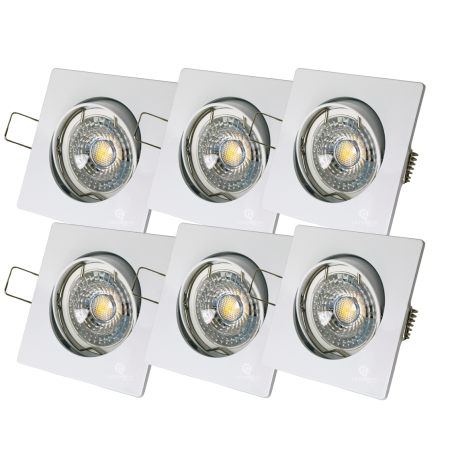 LOT DE 6 SPOT LED CARRE BLANC 230V COB LED 5W RENDU 50W BLANC FROID