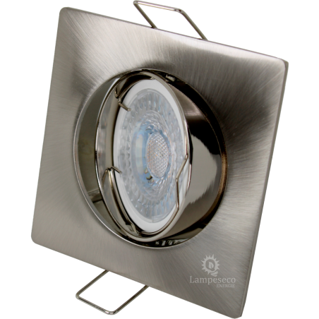 LOT DE 25 SPOT LED CARRE 230V ALU BROSSE COB LED 5W RENDU 50W BLANC CHAUD