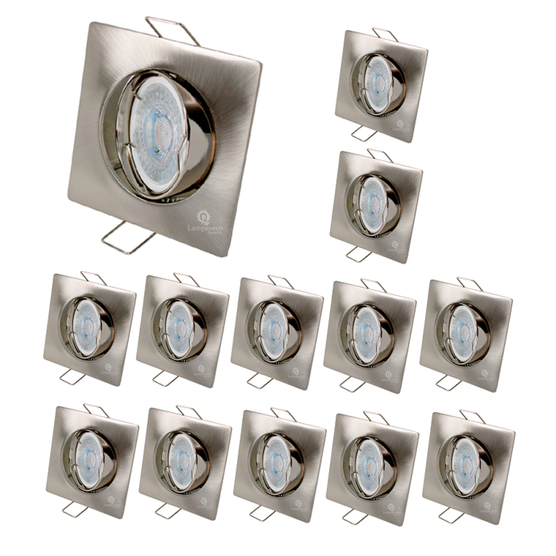 LOT DE 12 SPOT LED CARRE 230V ALU BROSSE COB LED 5W RENDU 50W BLANC CHAUD LOT DE 12 SPOT LED CARRE 230V ALU BROSSE COB LED 5W RENDU 50W BLANC CHAUD