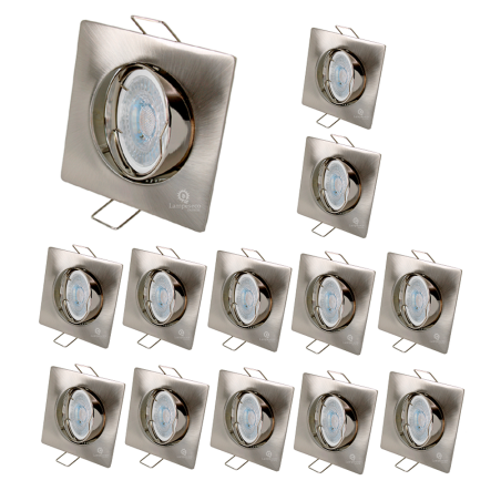 LOT DE 12 SPOT LED CARRE 230V ALU BROSSE COB LED 5W RENDU 50W BLANC CHAUD