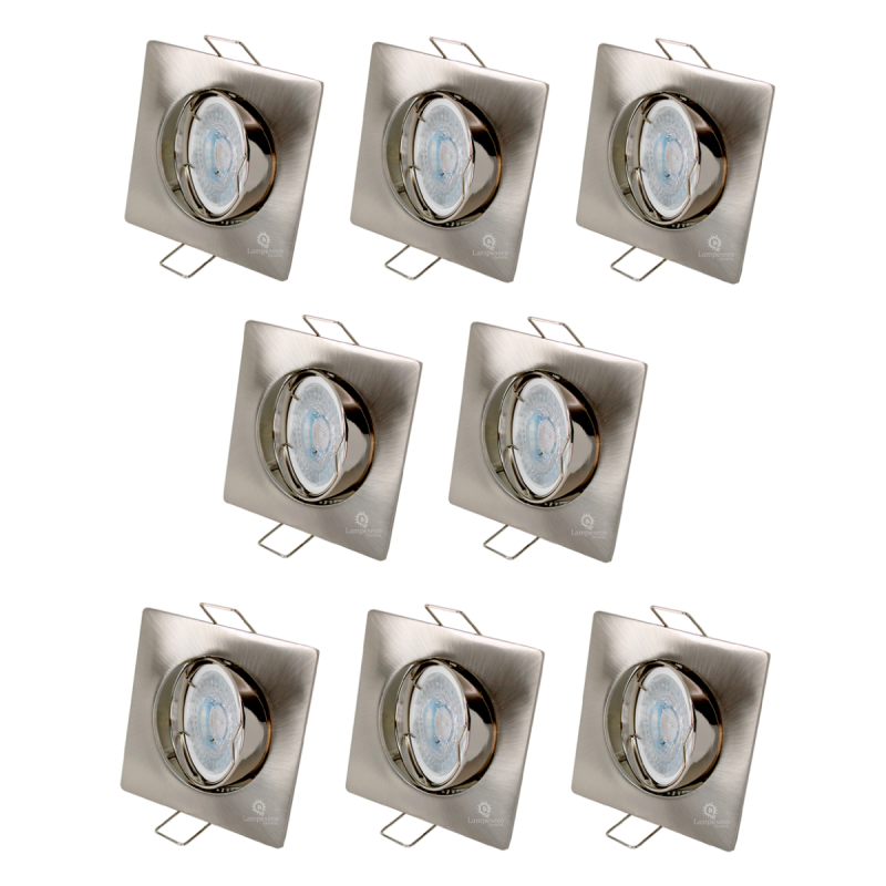 LOT DE 8 SPOT LED CARRE 230V ALU BROSSE COB LED 5W RENDU 50W BLANC CHAUD LOT DE 8 SPOT LED CARRE 230V ALU BROSSE COB LED 5W RENDU 50W BLANC CHAUD