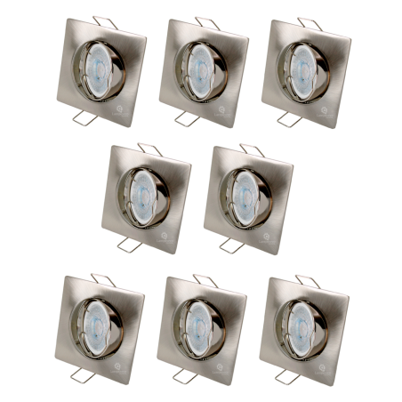 LOT DE 8 SPOT LED CARRE 230V ALU BROSSE COB LED 5W RENDU 50W BLANC CHAUD