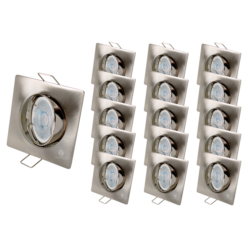 LOT DE 15 SPOT LED CARRE 230V ALU BROSSE COB LED 5W RENDU 50W BLANC FROID LOT DE 15 SPOT LED CARRE 230V ALU BROSSE COB LED 5W RENDU 50W BLANC FROID