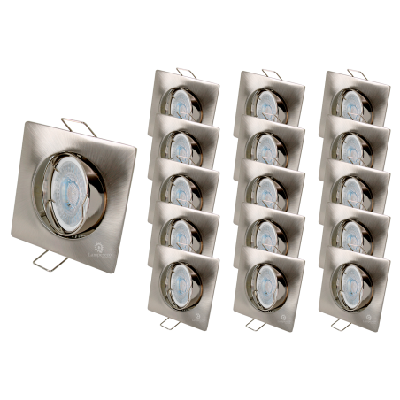 LOT DE 15 SPOT LED CARRE 230V ALU BROSSE COB LED 5W RENDU 50W BLANC FROID