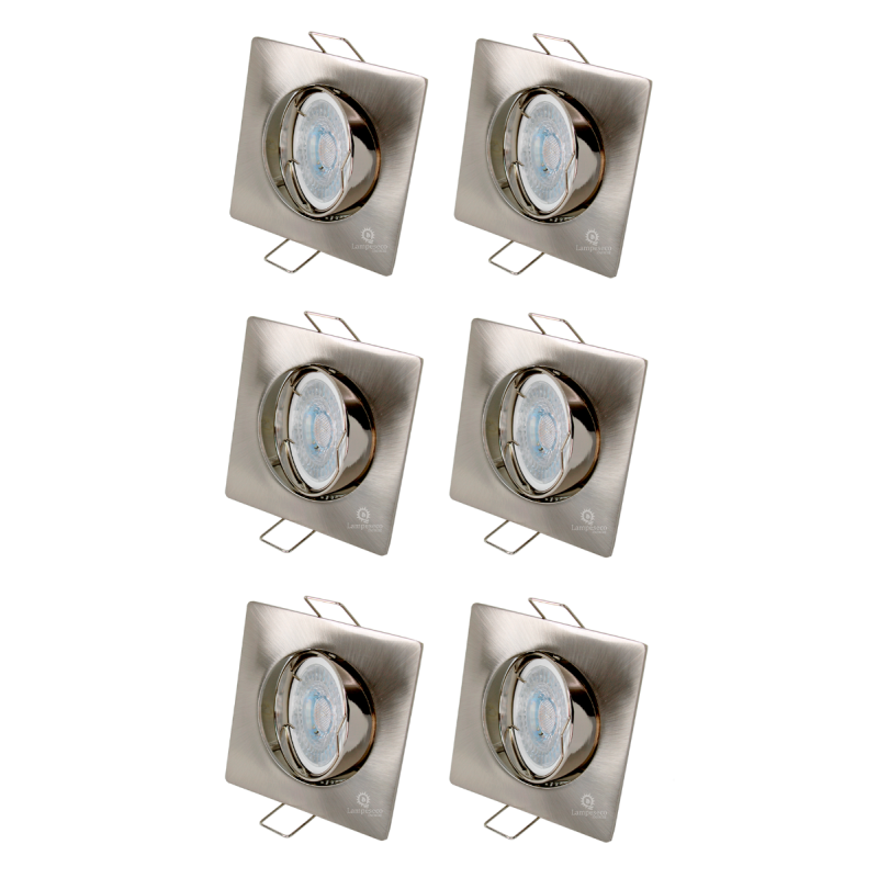 LOT DE 6 SPOT LED CARRE 230V ALU BROSSE COB LED 5W RENDU 50W BLANC FROID LOT DE 6 SPOT LED CARRE 230V ALU BROSSE COB LED 5W RENDU 50W BLANC FROID