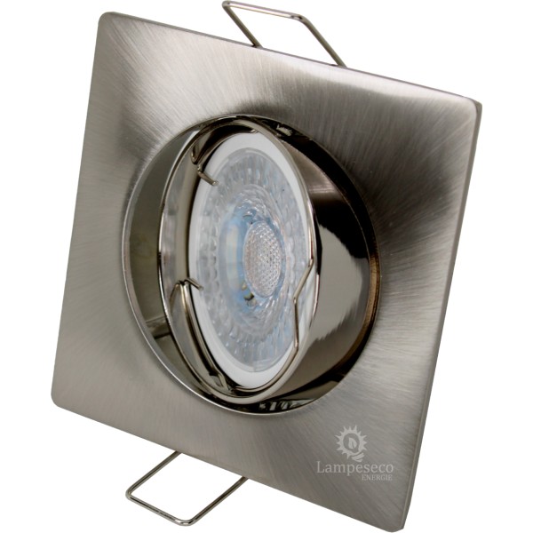 LOT DE 5 SPOT LED CARRE 230V ALU BROSSE COB LED 5W RENDU 50W BLANC NEUTRE