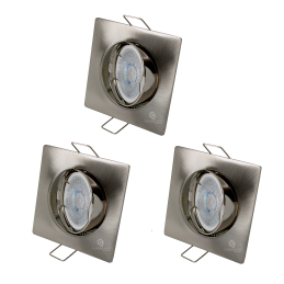 LOT DE 3 SPOT LED CARRE 230V ALU BROSSE COB LED 5W RENDU 50W BLANC NEUTRE