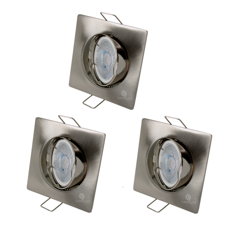 LOT DE 3 SPOT LED CARRE 230V ALU BROSSE COB LED 5W RENDU 50W BLANC NEUTRE