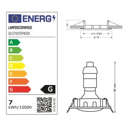 5 SPOTS LED DIMMABLE SANS VARIATEUR 7W eq.56w BLANC CHAUD ORIENTABLE
