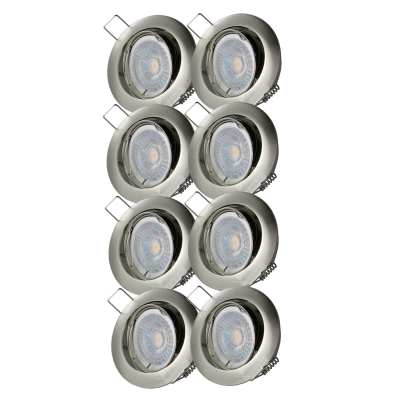 LOT DE 8 SPOT LED RONDE ALU BROSSE 230V COB LED 5W RENDU 50W BLANC CHAUD LOT DE 8 SPOT LED RONDE ALU BROSSE 230V COB LED 5W RENDU 50W BLANC CHAUD