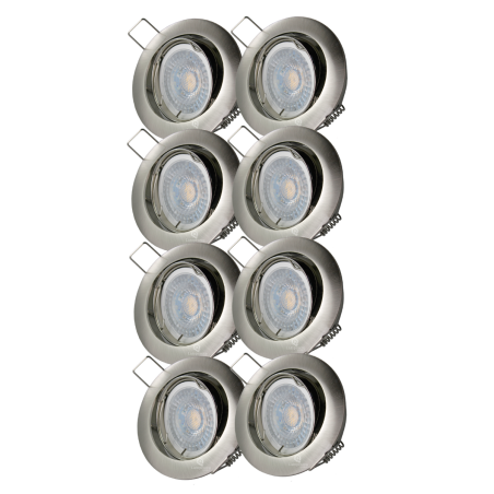 LOT DE 8 SPOT LED RONDE ALU BROSSE 230V COB LED 5W RENDU 50W BLANC CHAUD
