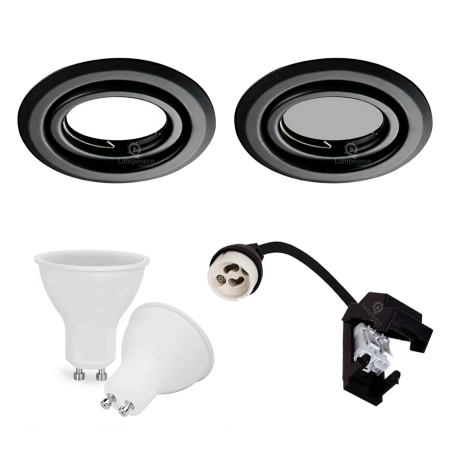 Lot de 15 Spots encastrables orientables Noir Mat avec GU10 LED de 5W eqv. 50W Blanc Froid 6000K