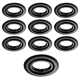 Lot de 10 Spots encastrables orientables Noir Mat avec GU10 LED de 5W eqv. 50W Blanc Froid 6000K