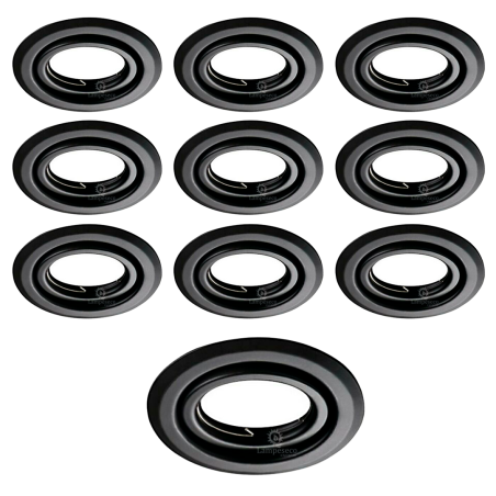 Lot de 10 Spots encastrables orientables Noir Mat avec GU10 LED de 5W eqv. 50W Blanc Froid 6000K