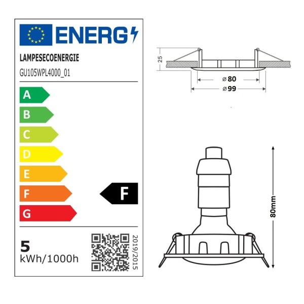 Lot de 25 Spots encastrables orientables Noir Mat avec GU10 LED de 5W eqv. 50W Blanc Neutre 4000K
