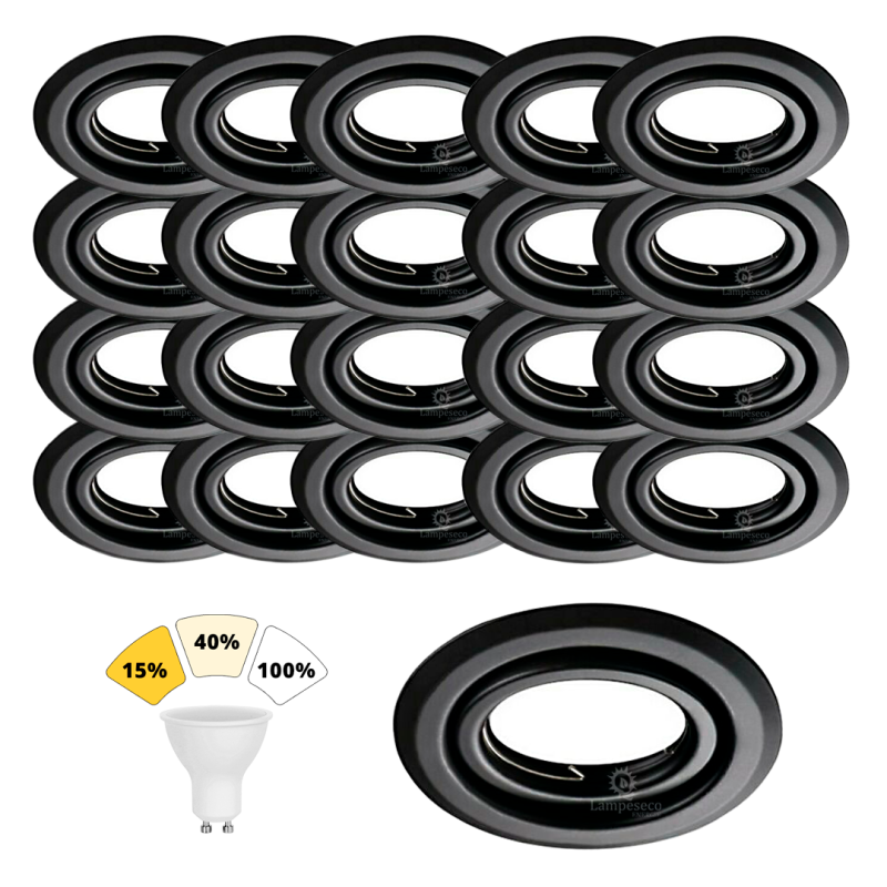 Mettez en lumière votre intérieur avec le Lot de 20 Spots Encastrables Noir Mat 7W Mettez en lumière votre intérieur avec le Lot de 20 Spots Encastrables Noir Mat 7W