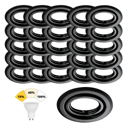 Éclairez Votre Maison Avec Style: Lot de 25 Spots Encastrables Noirs Mat, 3 Intensités & Blanc Chaud 3000K
