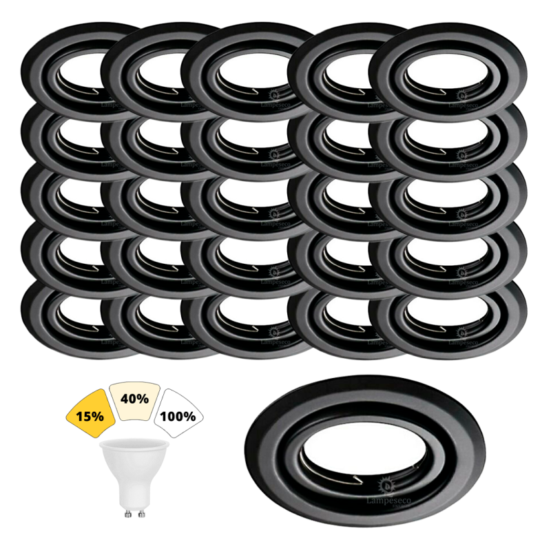 Éclairez Votre Maison Avec Style: Lot de 25 Spots Encastrables Noirs Mat, 3 Intensités & Blanc Chaud 3000K Éclairez Votre Maison Avec Style: Lot de 25 Spots Encastrables Noirs Mat, 3 Intensités & Blanc Chaud 3000K