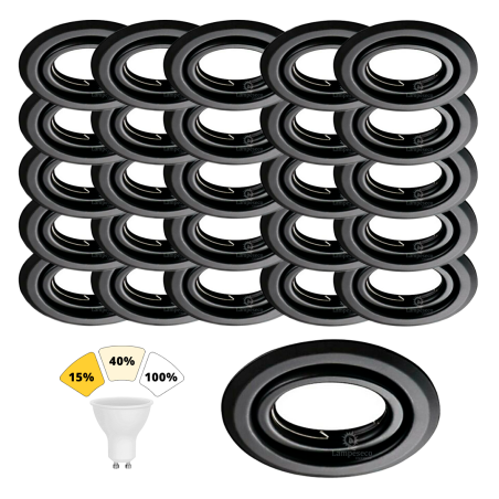 Éclairez Votre Maison Avec Style: Lot de 25 Spots Encastrables Noirs Mat, 3 Intensités & Blanc Chaud 3000K